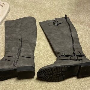 JustFab Gray Over the Knee Boots